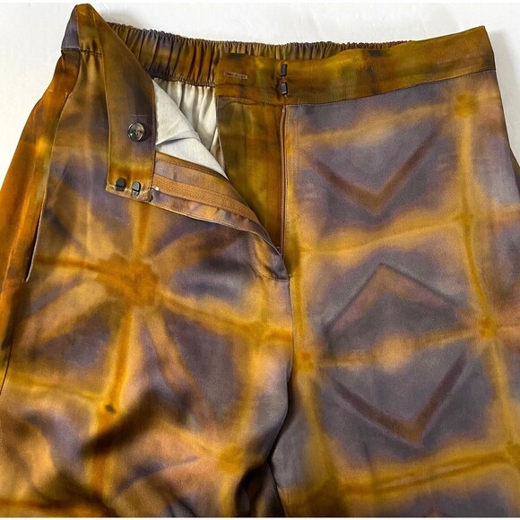 Zara Satin Effect Geometric Pants Womens Size Small Multicolor Wide Leg Flaws - Picture 3 of 16